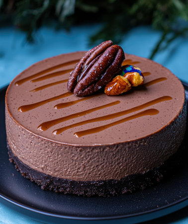 Decadent chocolate cake with pecansの素材