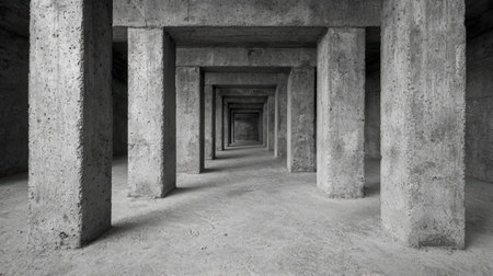 Concrete tunnel with repeating archesの素材