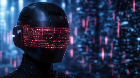 futuristic cyborg with glowing lightsの素材