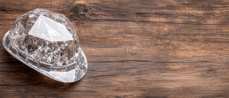 Sparkling diamond on wooden backgroundの素材