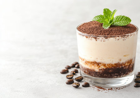 delicious tiramisu dessert with coffee beansの素材