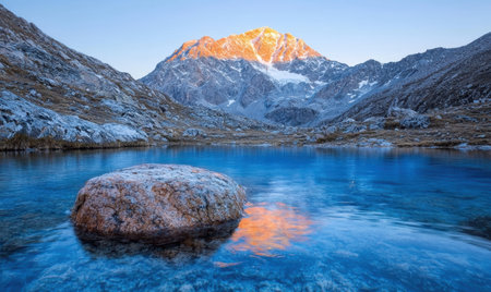 Stunning mountain landscape with a serene lakeの素材