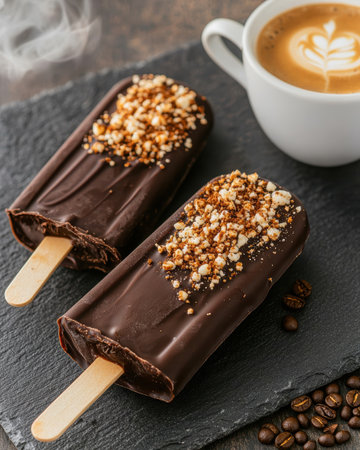 Delicious chocolate-covered coffee ice cream barsの素材