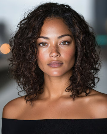 beautiful woman with curly hair and frecklesの素材
