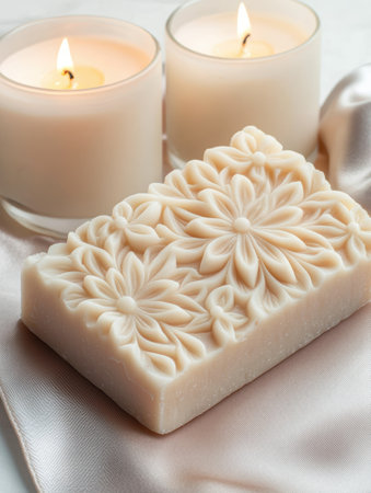 Elegant carved candle with floral designの素材