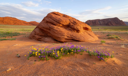 Vibrant desert landscape with colorful wildflowersの素材