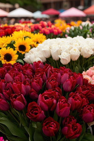 Colorful Flower Market Displayの素材