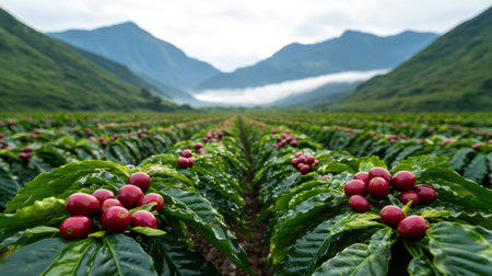 Lush coffee plantation in the mountainsの素材
