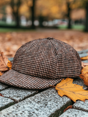 Autumn hat on leavesの素材