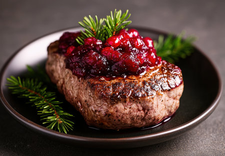 Delicious Grilled Steak with Cranberry Sauceの素材