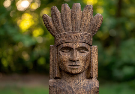 Carved wooden indigenous american statueの素材