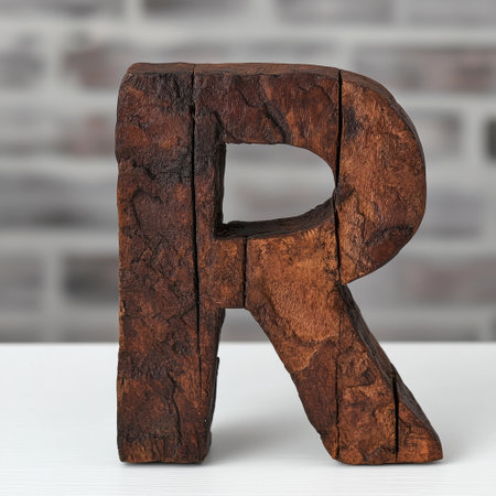 Wooden letter r in rustic styleの素材