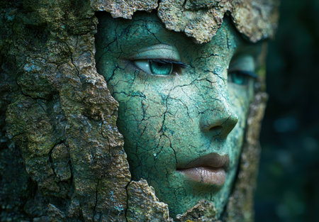 Weathered face in stoneの素材