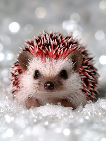 Cute hedgehog in the snowの素材