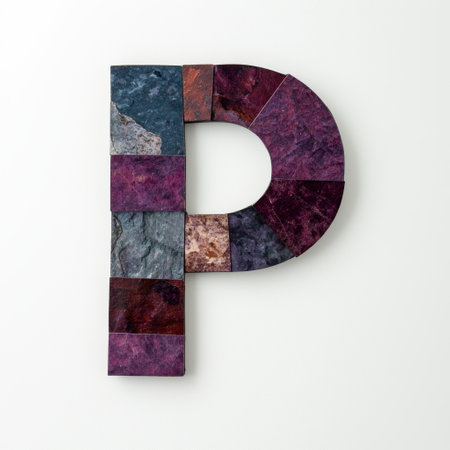 Colorful geometric stone letter pの素材