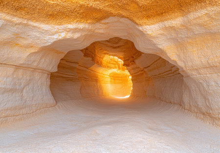 Glowing cave interior with dramatic lightingの素材