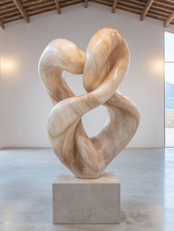 Elegant abstract sculpture in modern art galleryの素材