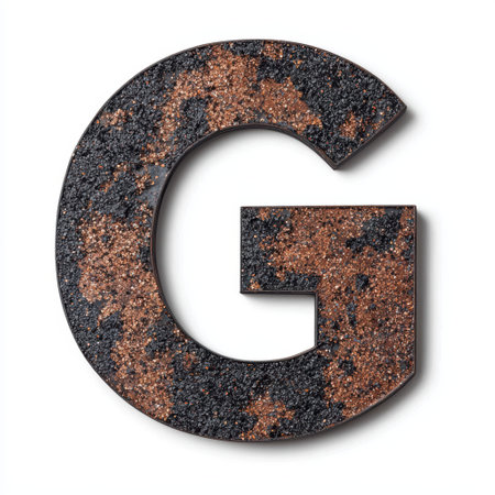 Rustic letter g made of stone and sandの素材