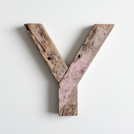 Rustic wooden letter Yの素材