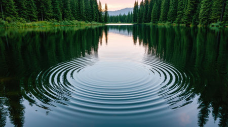 Serene mountain lake with rippling waterの素材