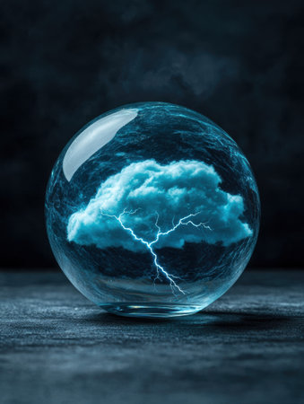 Stormy weather in a glass globeの素材