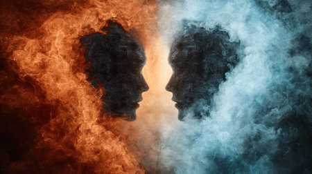 Opposing forces of fire and iceの素材