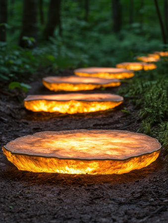 Glowing mushrooms in the forestの素材