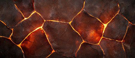 Cracked lava rock texture with glowing cracksの素材