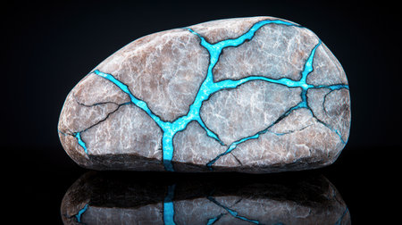 Cracked stone with turquoise veinsの素材