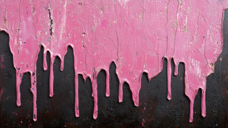 Dripping pink paint on a black backgroundの素材