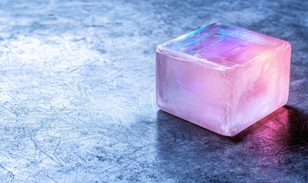 Colorful Quartz Crystal Cube on Icy Surfaceの素材