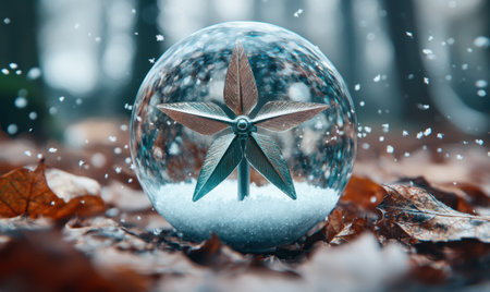 Magical winter scene with glass ornamentの素材