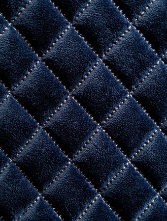 Closeup of a dark blue quilted fabric textureの素材