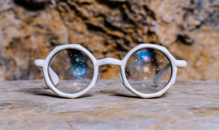 Cosmic glasses with galaxy reflectionsの素材