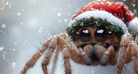 Festive spider with christmas decorationの素材