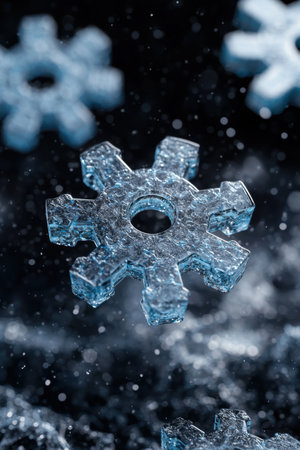 Intricate Snowflake Crystal in Winter Wonderlandの素材