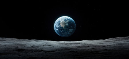 earth from the moon's surfaceの素材