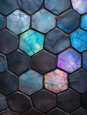 Colorful cracked stone tilesの素材