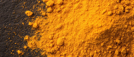 Vibrant yellow turmeric powder spiceの素材