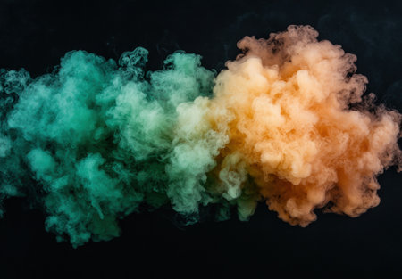 Colorful smoke explosion on black backgroundの素材