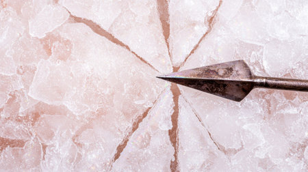 Cracked ice with metal arrowの素材
