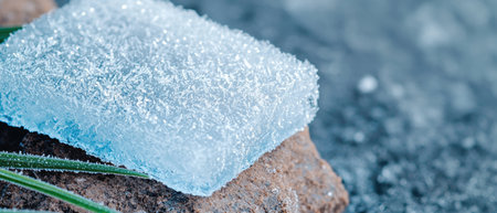 Icy winter landscape with frozen crystal textureの素材