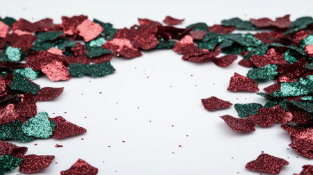 Festive glitter confetti on white backgroundの素材