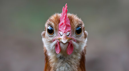 Close-up of a colorful rooster with large eyesの素材