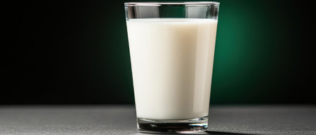 Glass of fresh milk on dark backgroundの素材