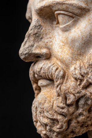 Close-up of an ancient stone carvingの素材
