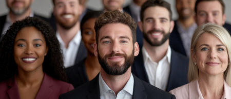 Diverse group of business professionals smiling togetherの素材