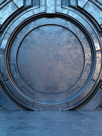 Ornate architectural doorway with circular designの素材