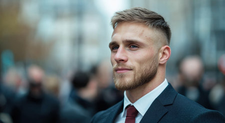 Handsome businessman with beard and suitの素材