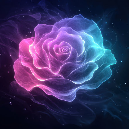Glowing rose in cosmic spaceの素材